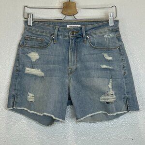 GOOD AMERICAN Light Wash Distressed Denim Shorts Size 2/26